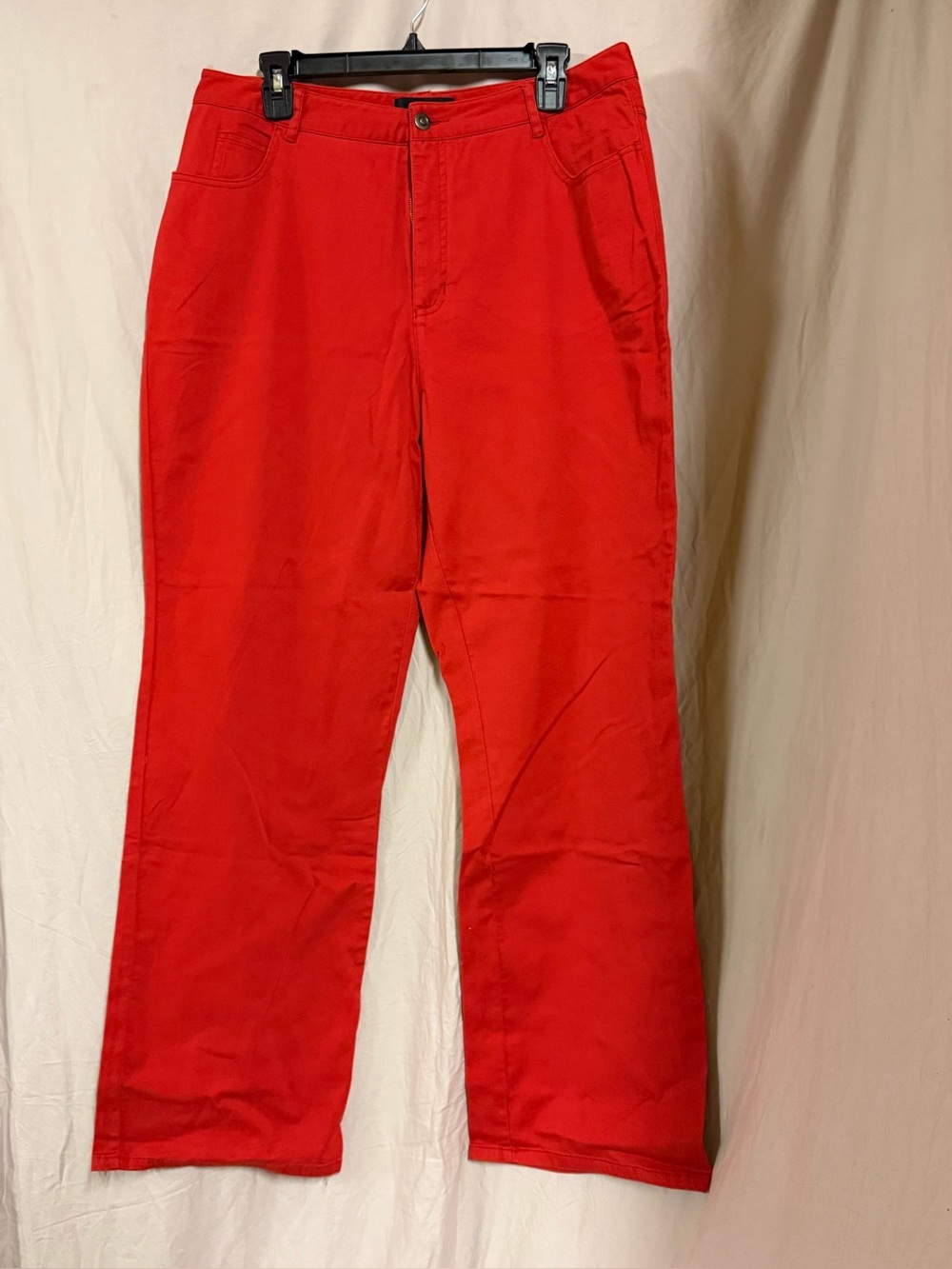 IOS Red Straight Leg Stretch Denim Pants Jeans - Size 16